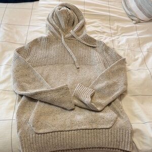 American Eagle Outfitters Tan Knit Hoodie Sweater